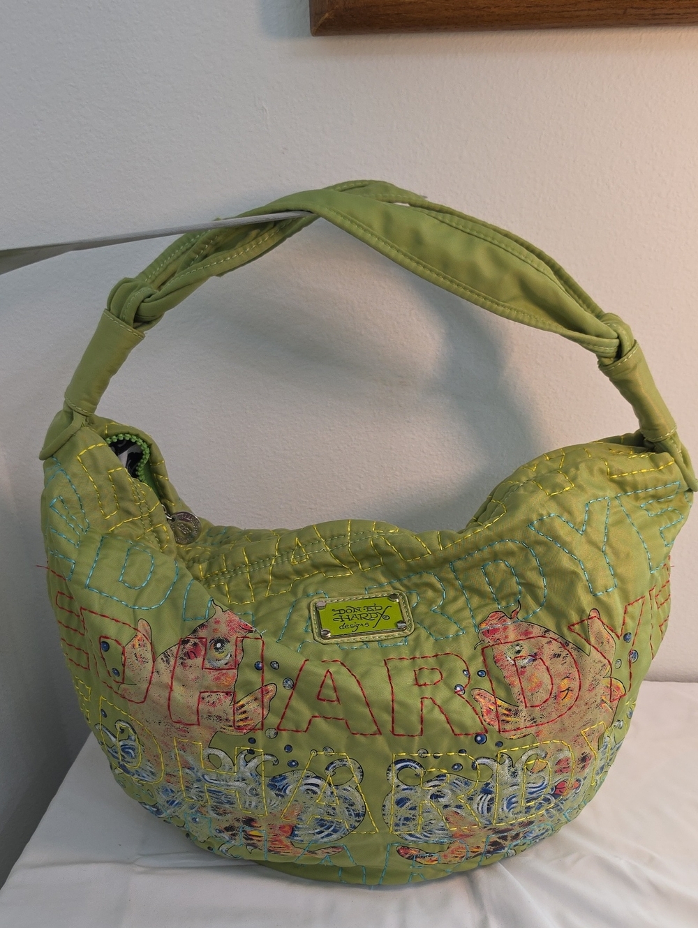 VTG Don Ed Hardy Designs Beach Tote Shoulder Large Bag Koi Fish Y2K